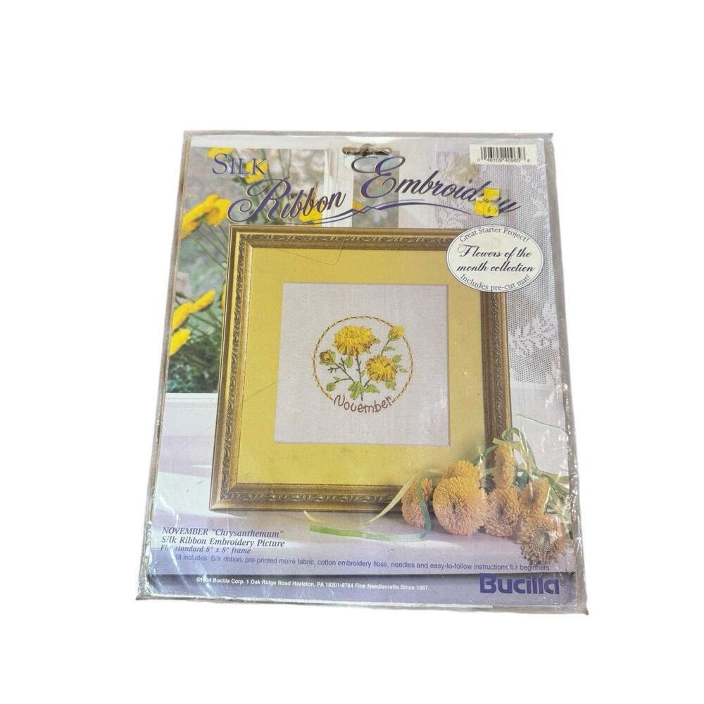 New Bucilla November Chrysanthemum Silk Ribbon Embroidery Flowers of Month Club